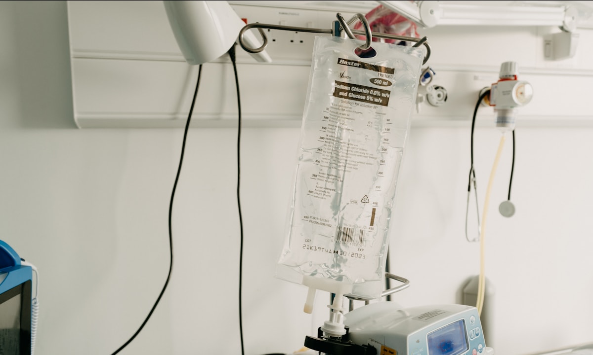 Hospital room with medical monitoring equipment